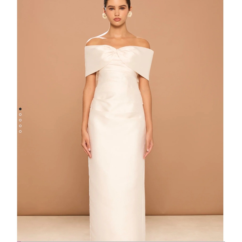 Sonya Moda Aspen Off Shoulder Maxi Dress Ivory Formal Wedding Guest S